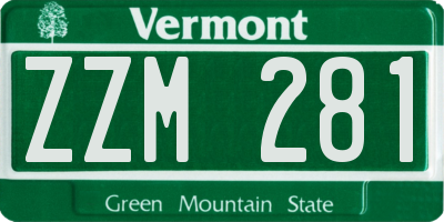 VT license plate ZZM281