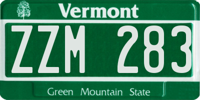 VT license plate ZZM283