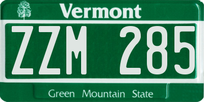 VT license plate ZZM285