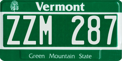 VT license plate ZZM287