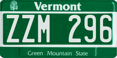 VT license plate ZZM296