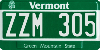 VT license plate ZZM305