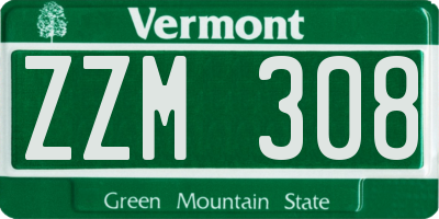 VT license plate ZZM308
