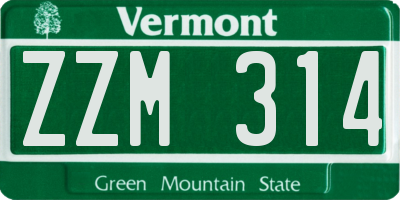 VT license plate ZZM314