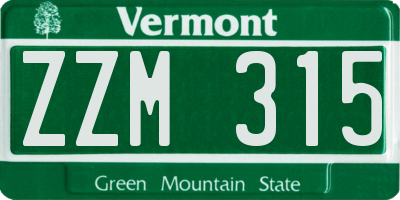 VT license plate ZZM315