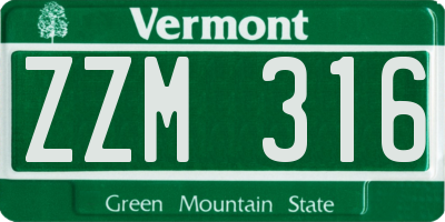 VT license plate ZZM316
