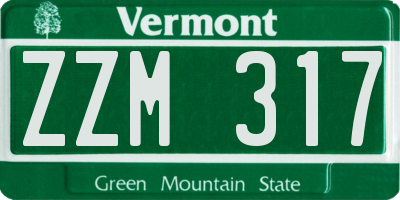 VT license plate ZZM317