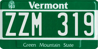 VT license plate ZZM319