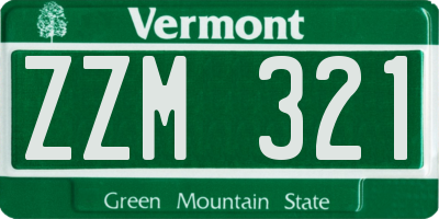 VT license plate ZZM321