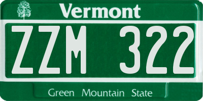VT license plate ZZM322