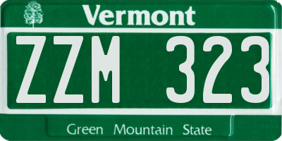 VT license plate ZZM323