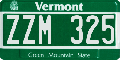 VT license plate ZZM325