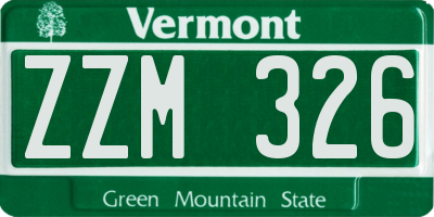 VT license plate ZZM326