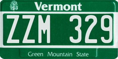 VT license plate ZZM329