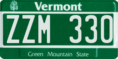 VT license plate ZZM330