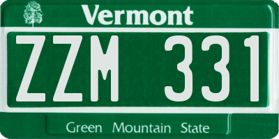 VT license plate ZZM331