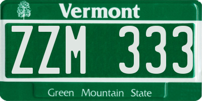 VT license plate ZZM333