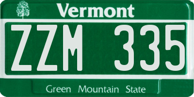 VT license plate ZZM335