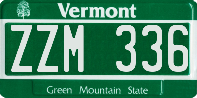 VT license plate ZZM336