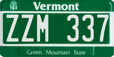 VT license plate ZZM337