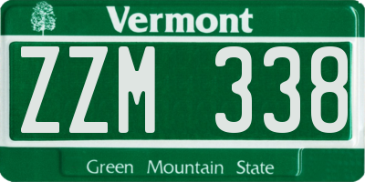 VT license plate ZZM338
