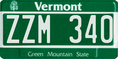 VT license plate ZZM340