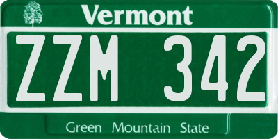 VT license plate ZZM342