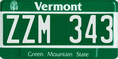 VT license plate ZZM343