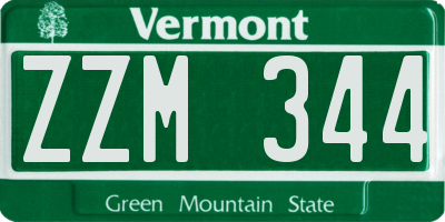 VT license plate ZZM344