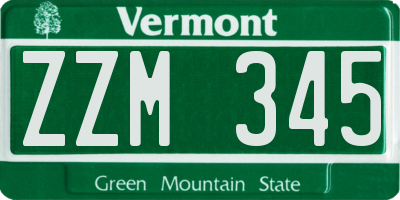 VT license plate ZZM345