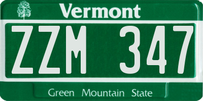 VT license plate ZZM347