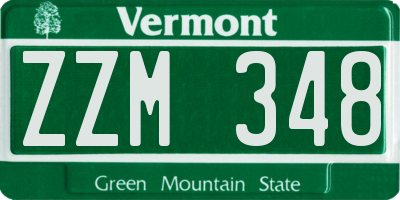VT license plate ZZM348