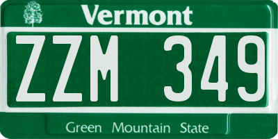 VT license plate ZZM349