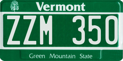 VT license plate ZZM350
