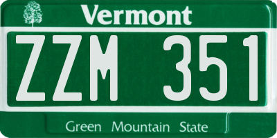 VT license plate ZZM351