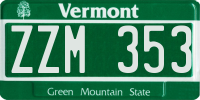 VT license plate ZZM353