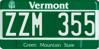 VT license plate ZZM355