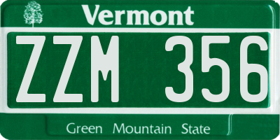 VT license plate ZZM356