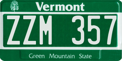 VT license plate ZZM357