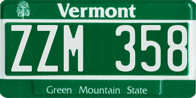 VT license plate ZZM358