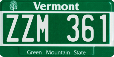 VT license plate ZZM361