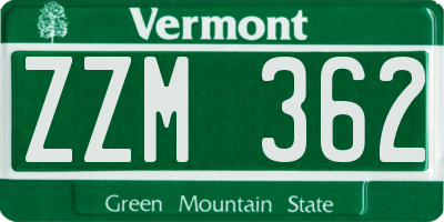 VT license plate ZZM362