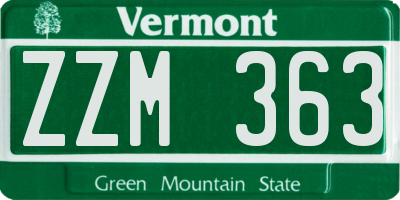 VT license plate ZZM363
