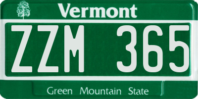 VT license plate ZZM365