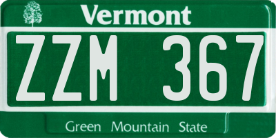 VT license plate ZZM367