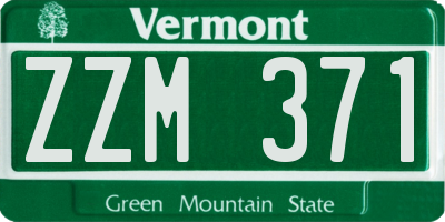 VT license plate ZZM371