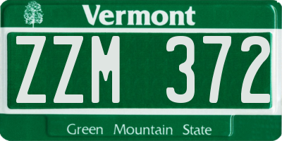 VT license plate ZZM372