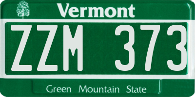 VT license plate ZZM373