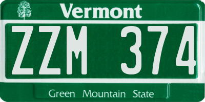 VT license plate ZZM374