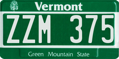 VT license plate ZZM375